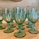 9 green molded glass glasses
