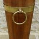 Victorian style barrel umbrella stand, solid oak, curved with 3 bands and gr.