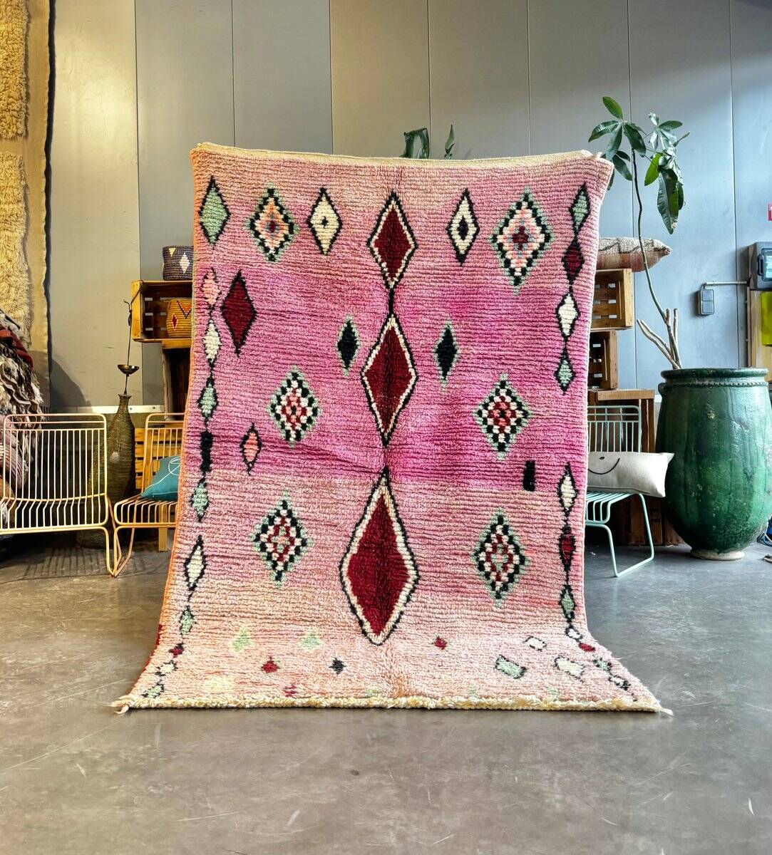 Modern Boujad rug in wool, Moroccan