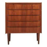 Midcentury Danish chest of 5 drawers in teak 1960s - long drawer handles