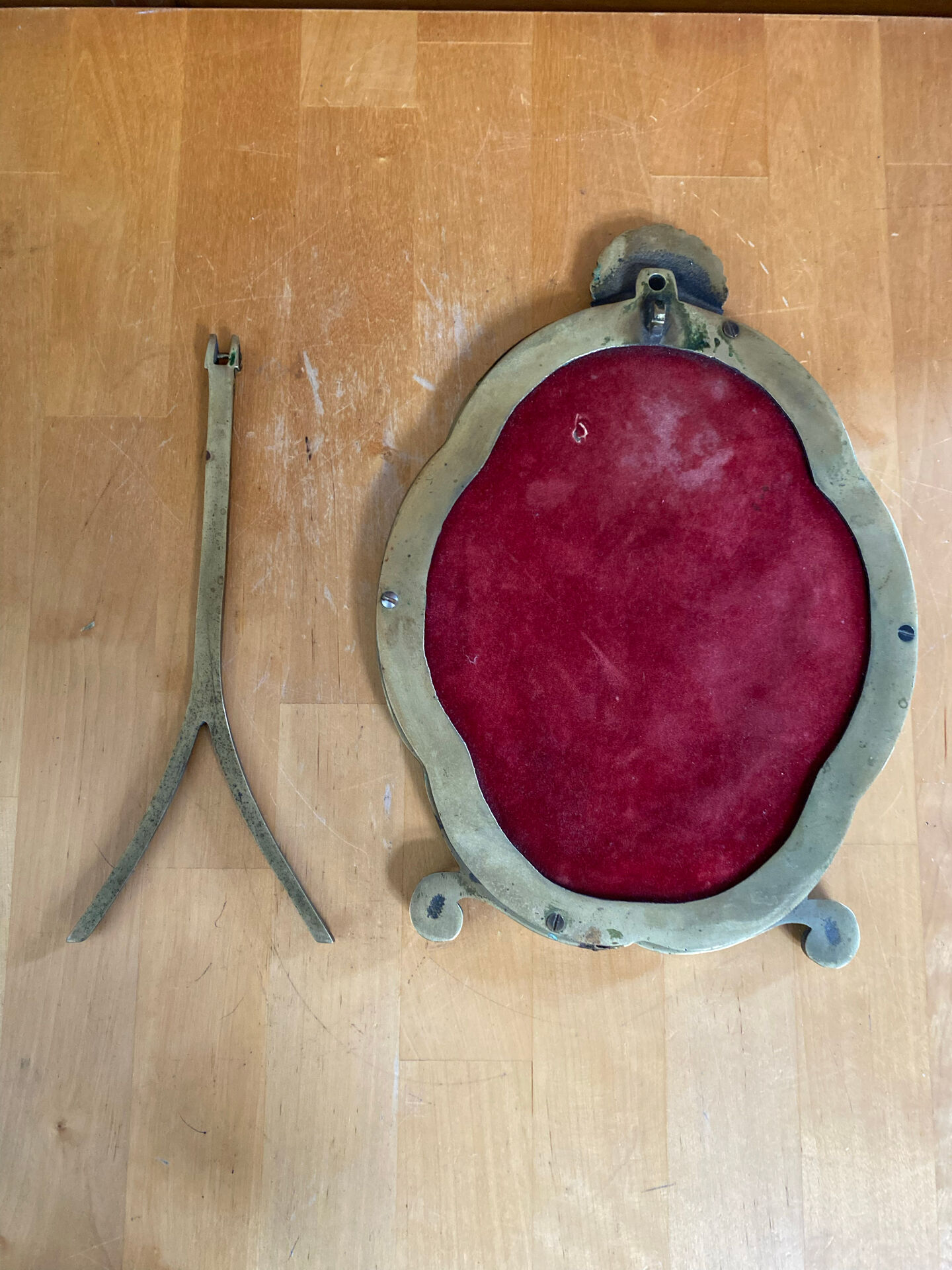 Antique mirror louis xv shell shape rococo bronze #