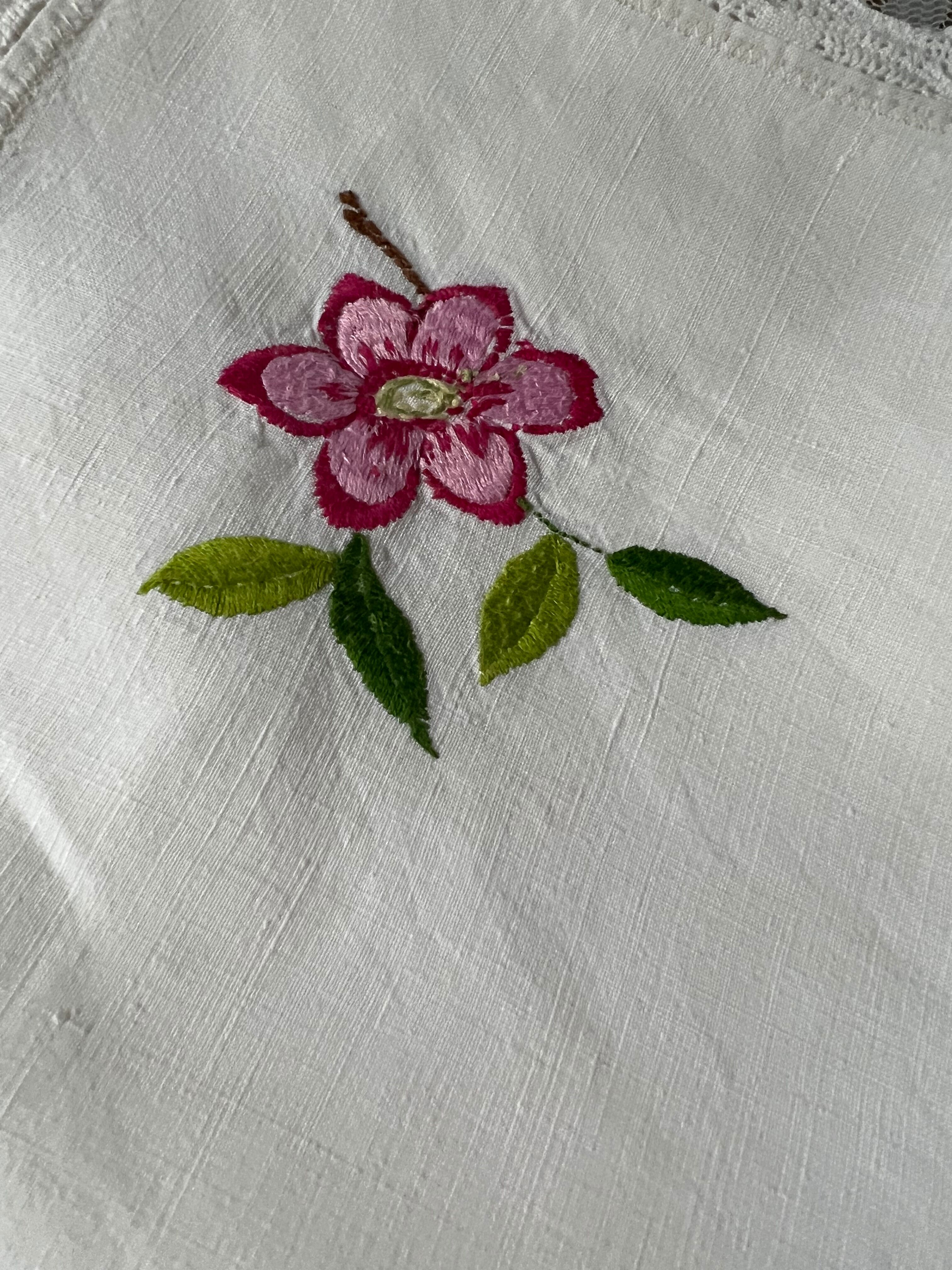 7 antique and embroidered napkins