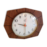 Brown formica clock by Japy 60s-70s