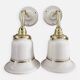 Pair of white opaline and ceramic wall lights