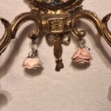 Mid century Spanish Boho ceramic and brass wall light