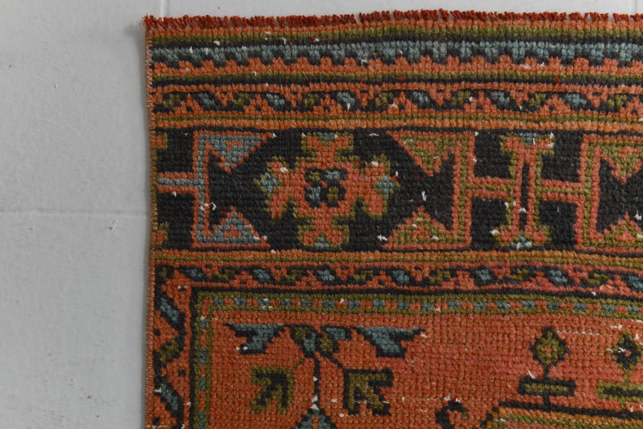 3x11 Vintage Terracotta Oriental Pattern Turkish Runner Rug, 89x342Cm