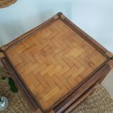 3-tier rattan and bamboo shelf from the 70s vintage