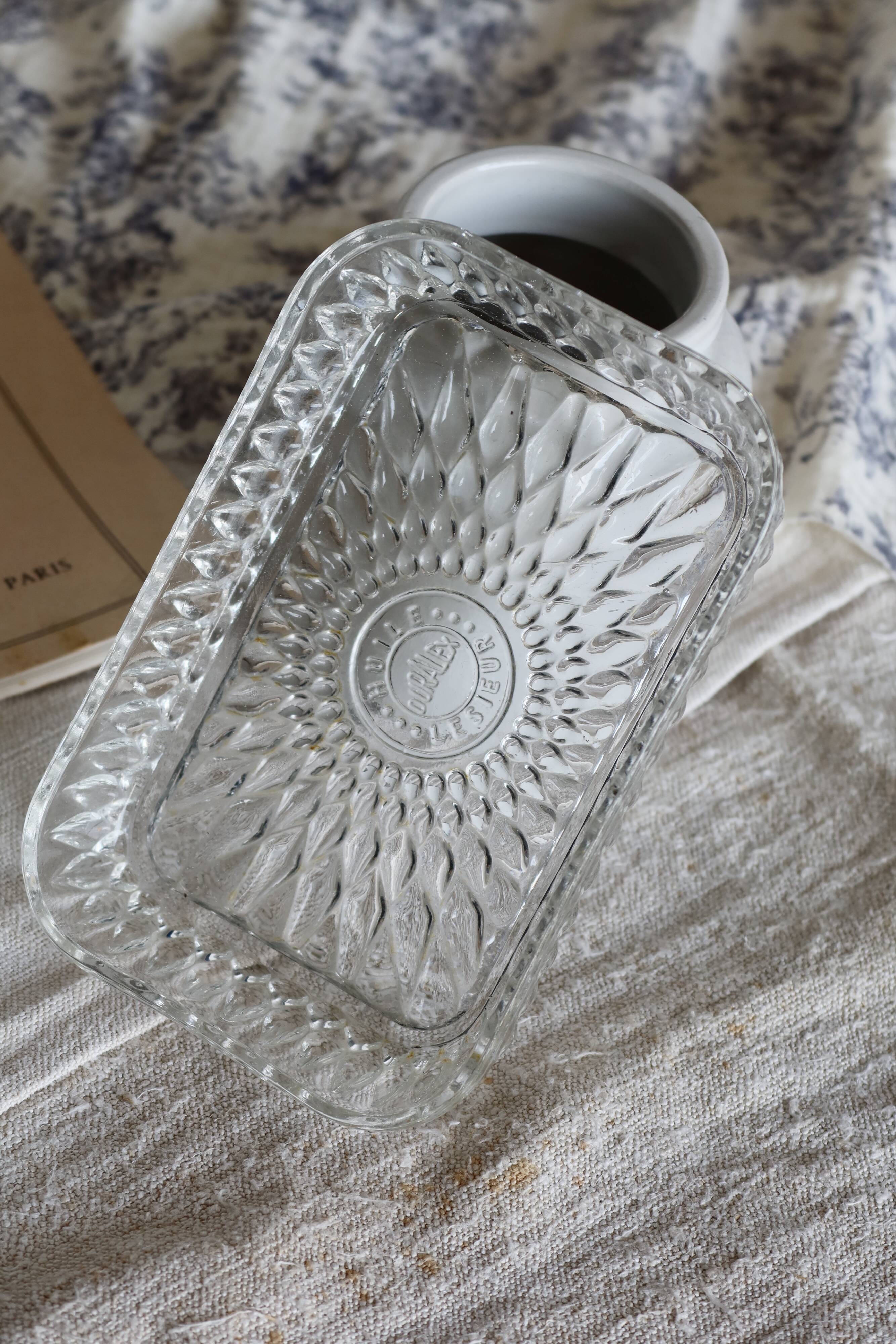 Duralex Lesieur vintage molded glass butter dish