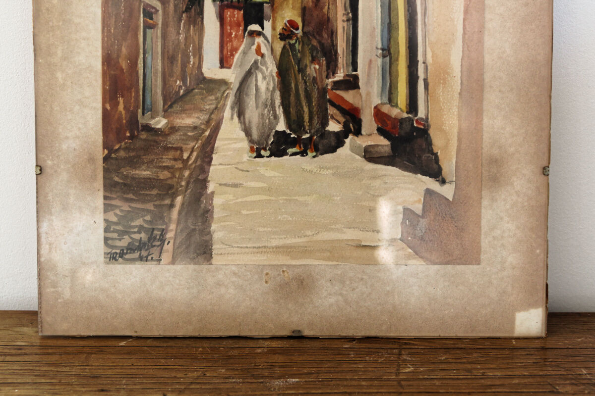 Orientalist watercolor signed, 1947