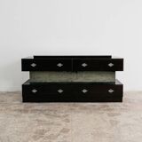 Comò Cassettiera In Ebano Macassar E Specchio Cubic Design Modern 70