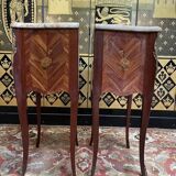 Pair of Louis XV/Transition style bedside tables in marquetry