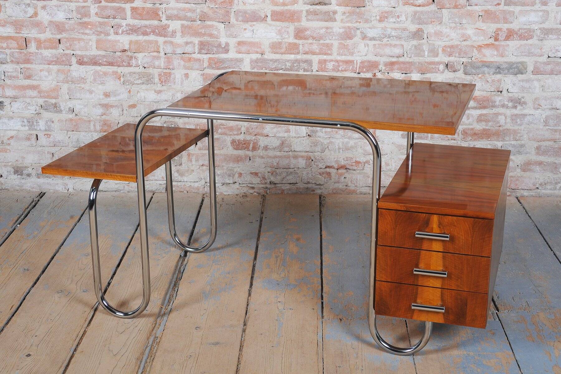 Bauhaus Walnut Writing Desk by A. Lurcat for Kovona, Czech, 1940s
