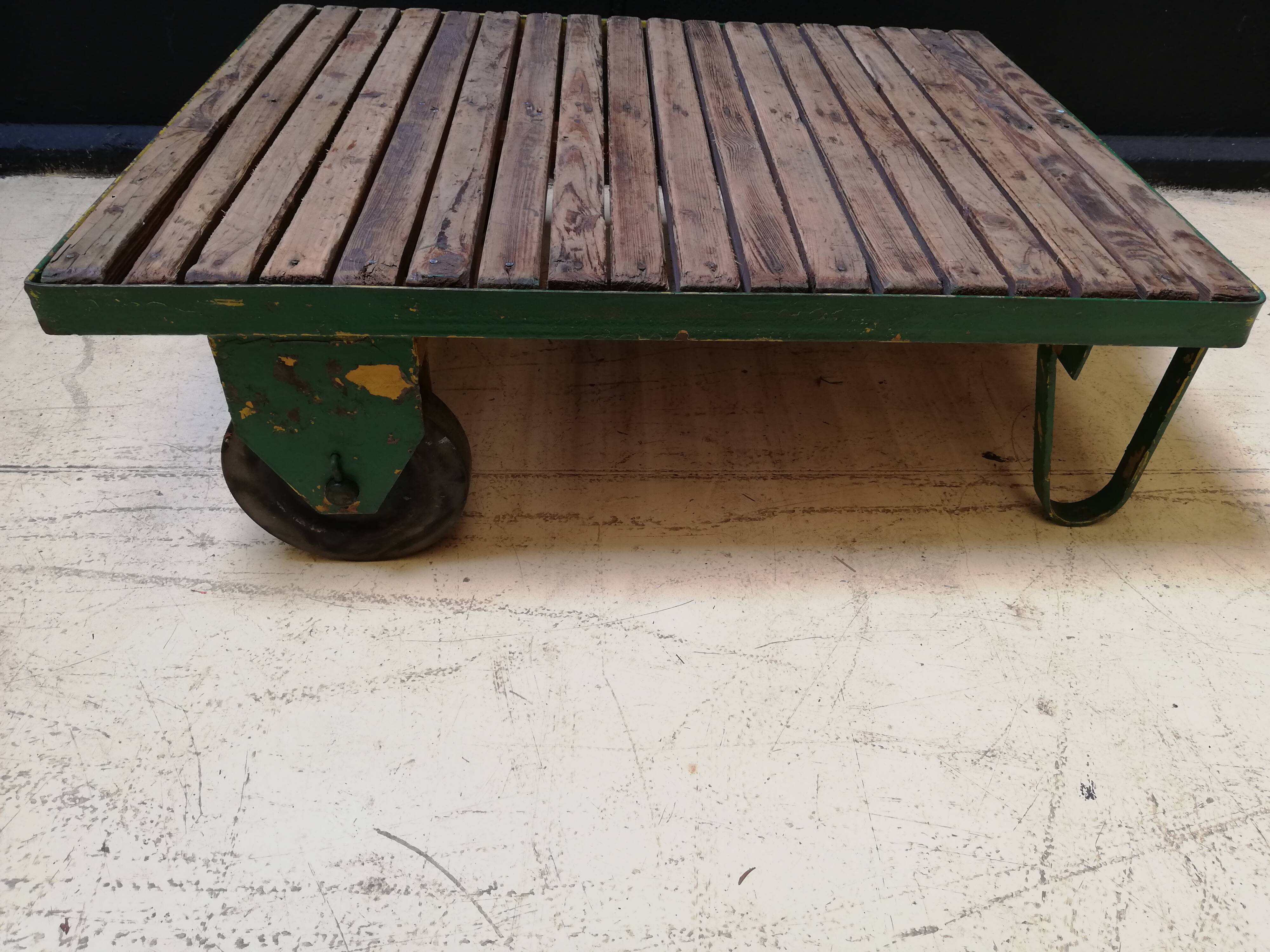 Coffee table, industrial trolley