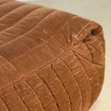 Armchair and two poufs – Annie Hiéronimus for Cinna – Corduroy velvet