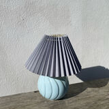 Ceramic pleated ball lamp in sky blue