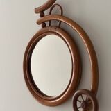 Miroir bicyclette en bambou et rotin, France, années 1960