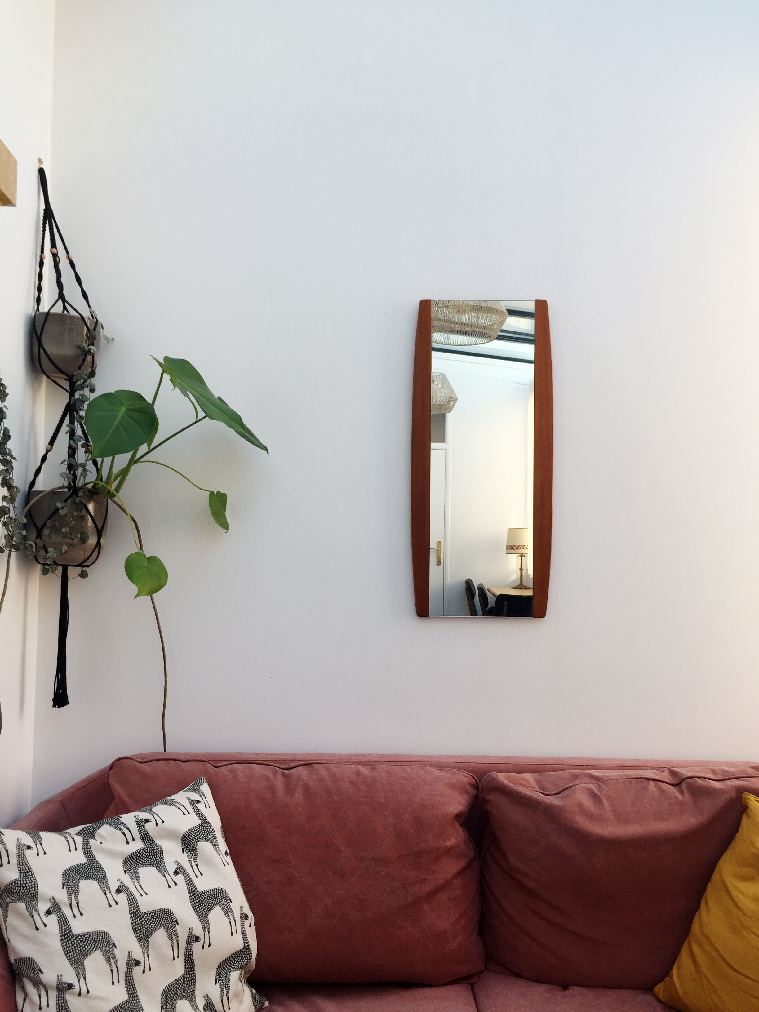 Scandinavian teak mirror 35x79cm