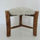 Scandinavian stool "mountain chalet" tripod wood, seat in vintage moumoute