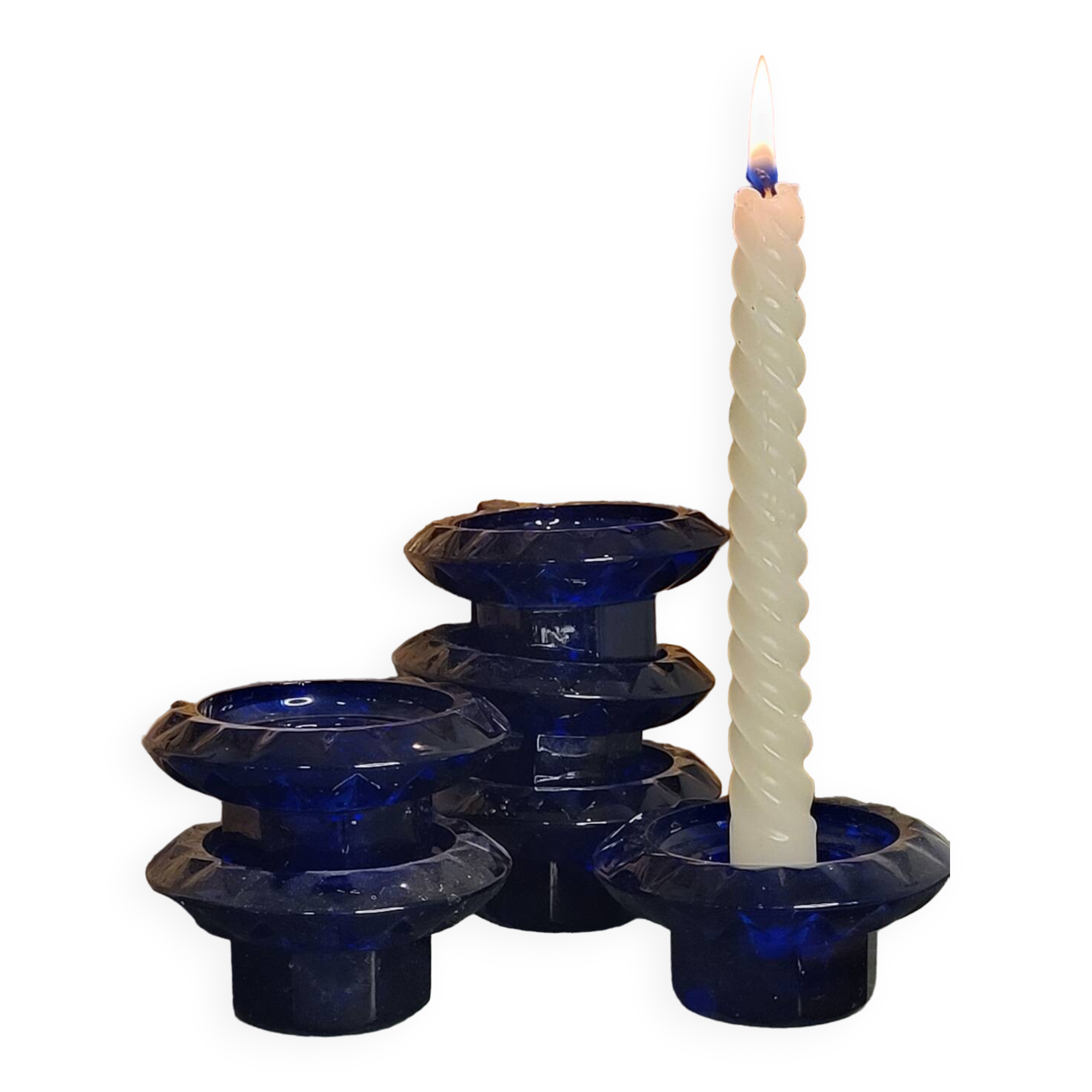 Navy blue candle holders
