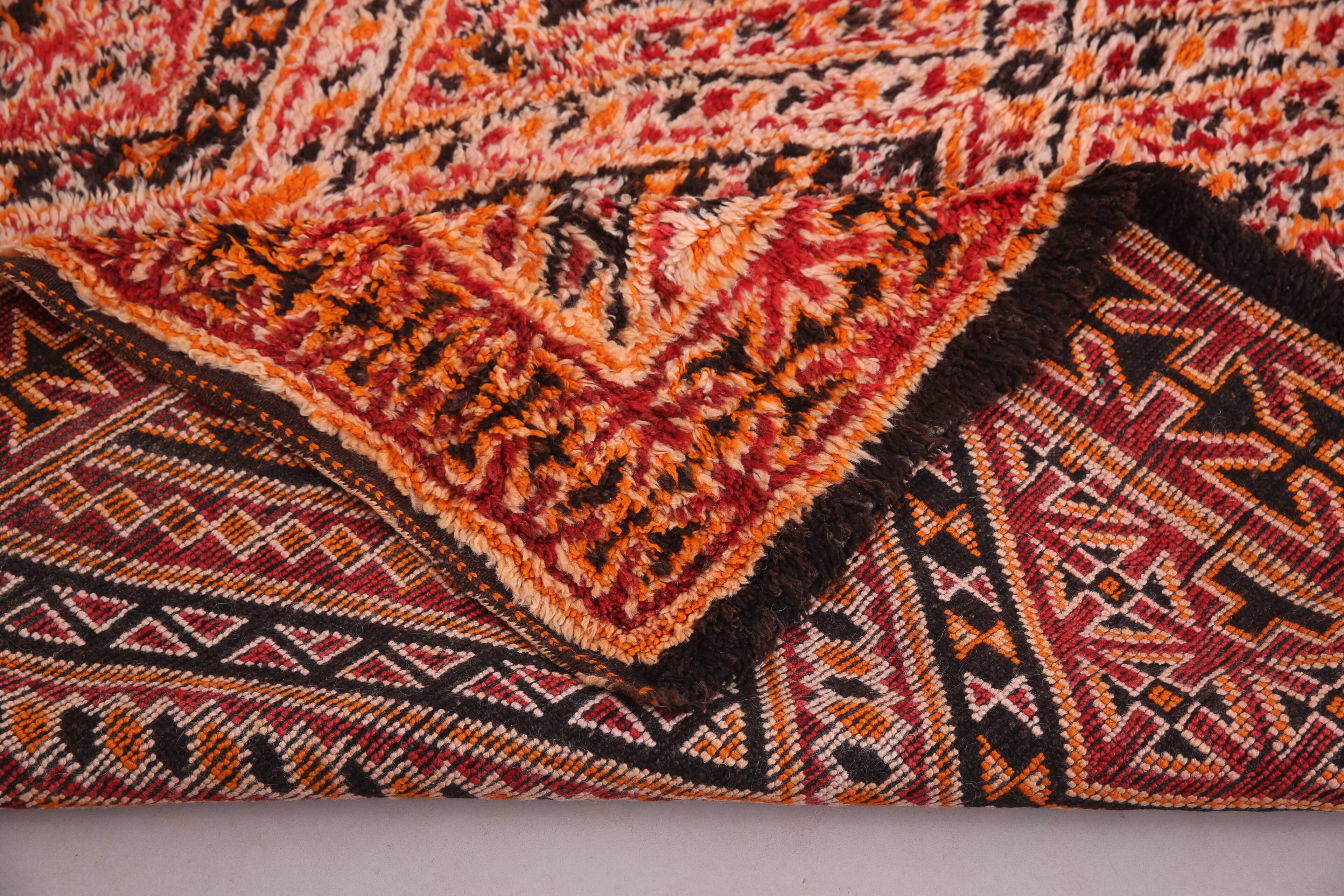 Grand tapis marocain fait main vintage 204 x 427 cm - Tapis en laine berbère rare