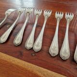Christofle Set of 8 Spatours table forks in silver metal