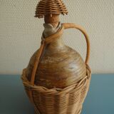 old stoneware bottle wicker vintage decoration stoneware bottle wicker