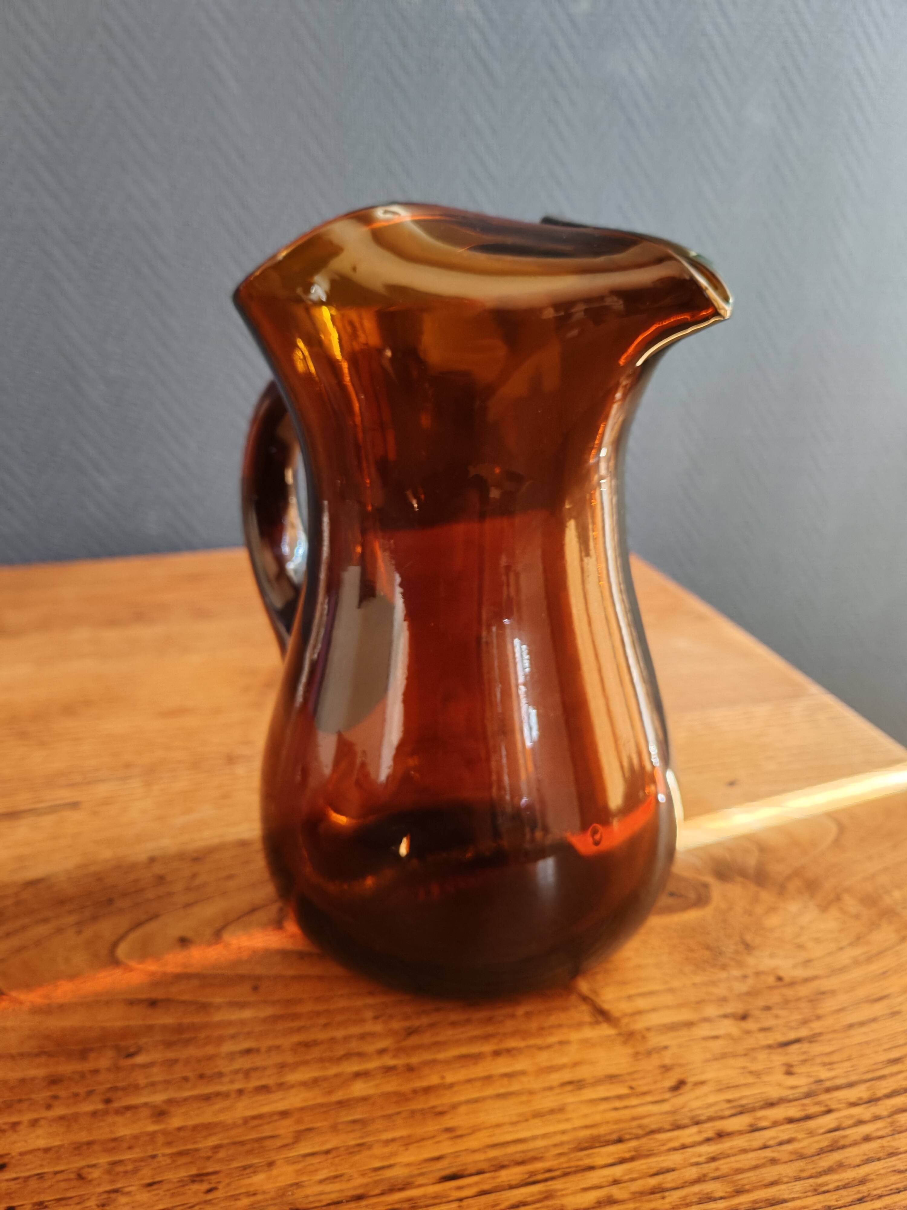 Carafe à Sangria Vintage Espagnole - Pichet en Verre Ambré Rétro