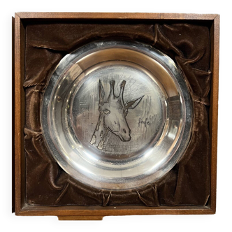 Bernard BUFFET Publisher's medal: water-engraved silver plate representing a Giraffe (1975)