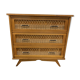 Chest of drawers vintage rattan and oak compass feet