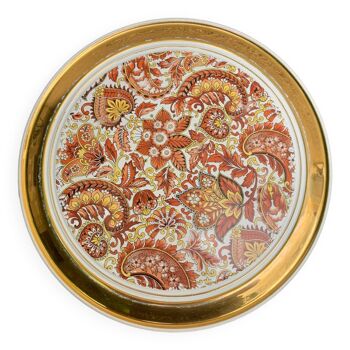 Dessous de plat en faience, centre de table motif cachemire, vintage 1960, estampille B france