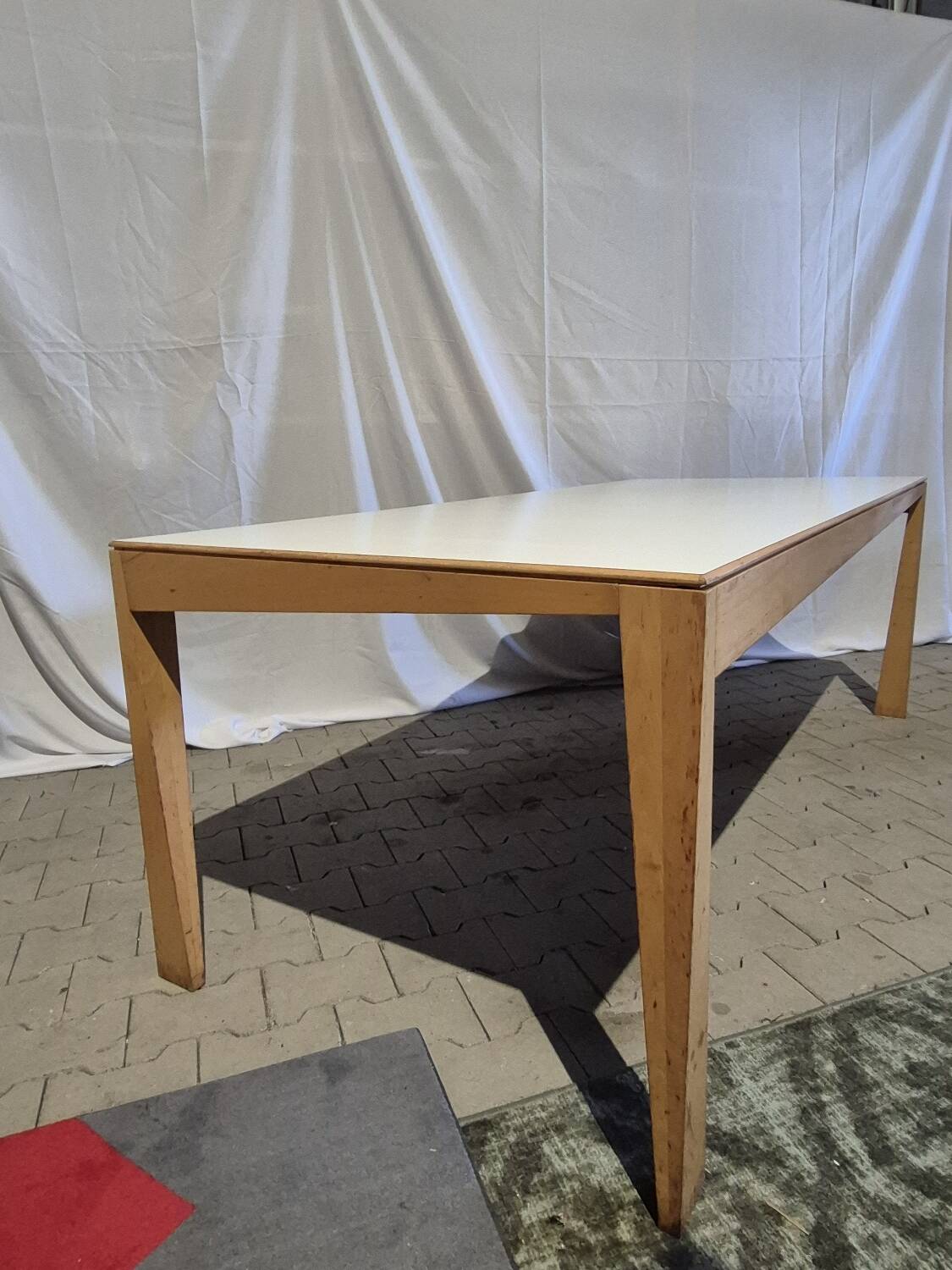 Table vintage 200x90 à pieds asymétriques, design néerlandais Hennie de Jong années 1980