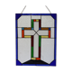 Vitrail décoratif Croix – Verre coloré fait main, 40 × 60 cm