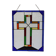 Vitrail décoratif Croix – Verre coloré fait main, 40 × 60 cm
