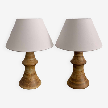Pair of Brown Karlsson ceramic lamps for Ego Stengods