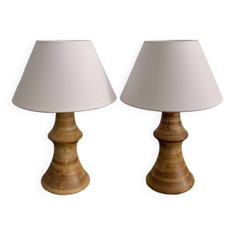 Pair of Brown Karlsson ceramic lamps for Ego Stengods