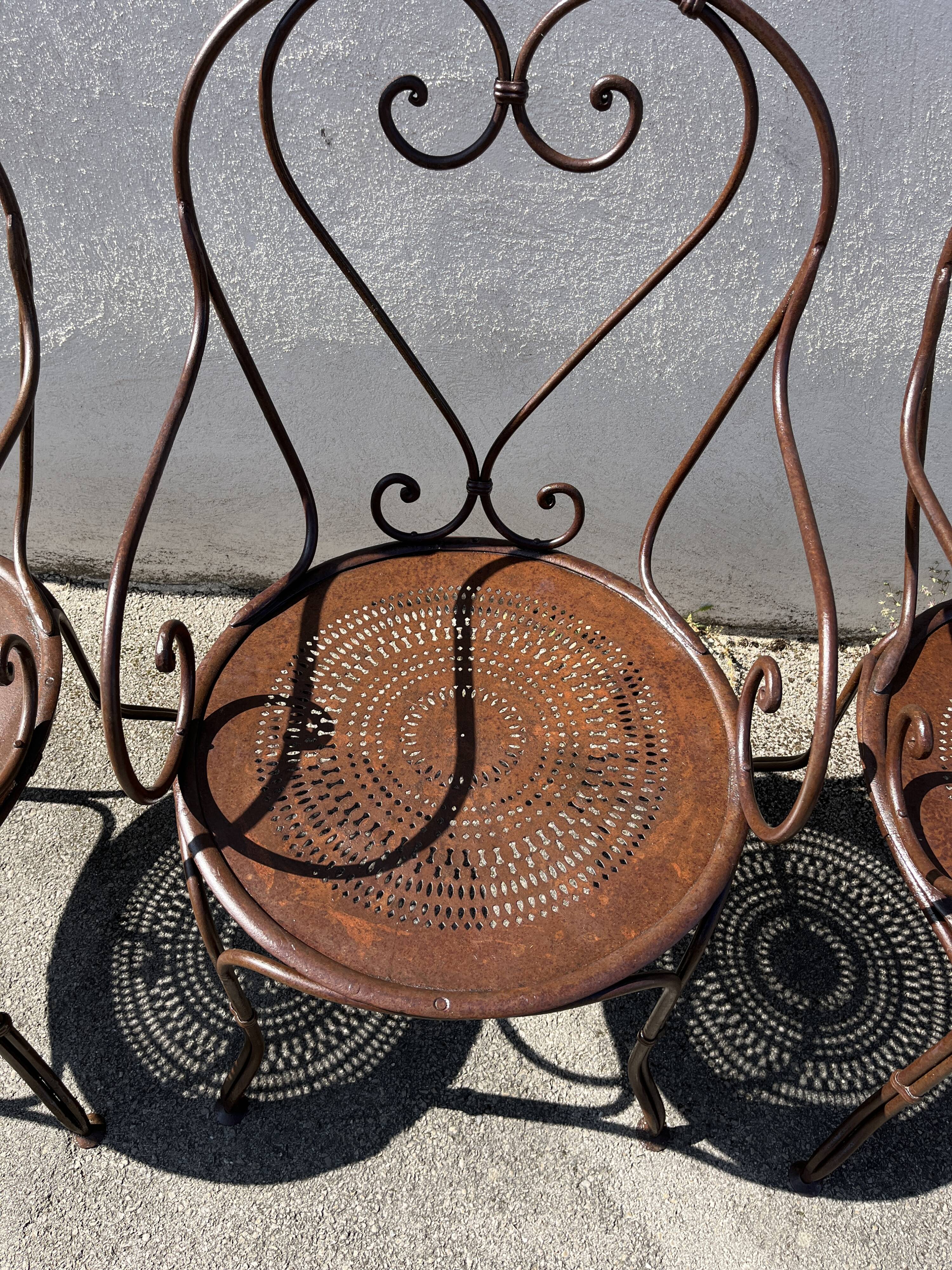série de 4 fauteuils de jardin fer forgé