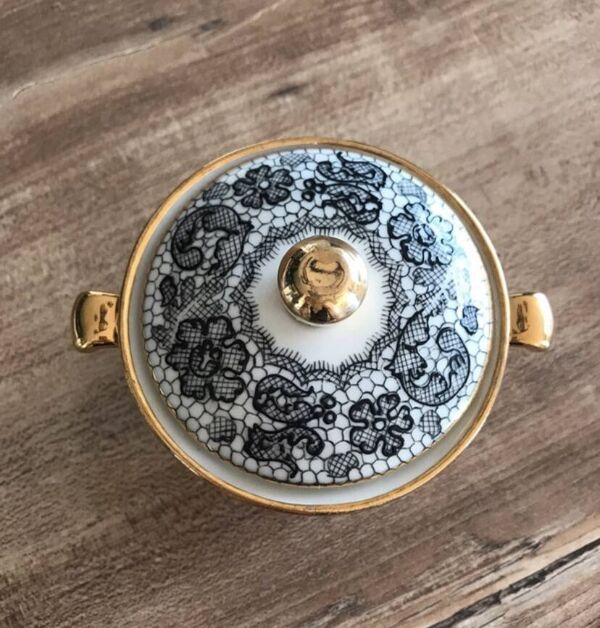 Sucrier Limoges peint main Le Tallec x Rochas Paris vintage 1950s