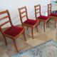 Solid cherry wood chairs and red velvet seat - Set of 4 - Louis Philippe style