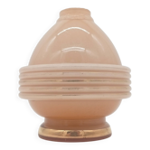 Antique Art Deco Ribbed Vase Pale Pink Moulded Glass France 1930s