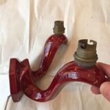 Red ceramic Art Deco wall lamp N2