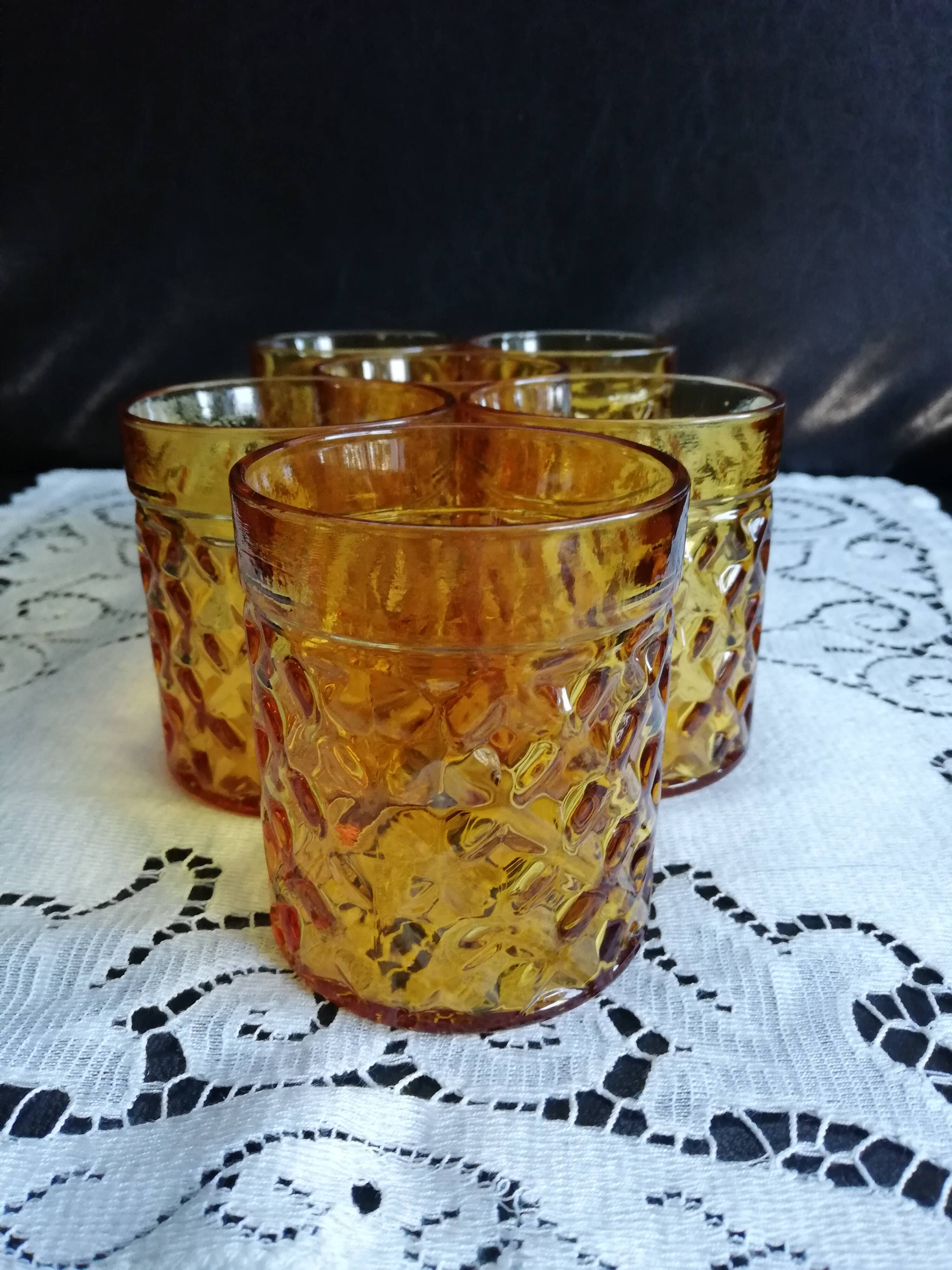 Set of 6 old Pernod amber glasses