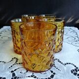 Set of 6 old Pernod amber glasses