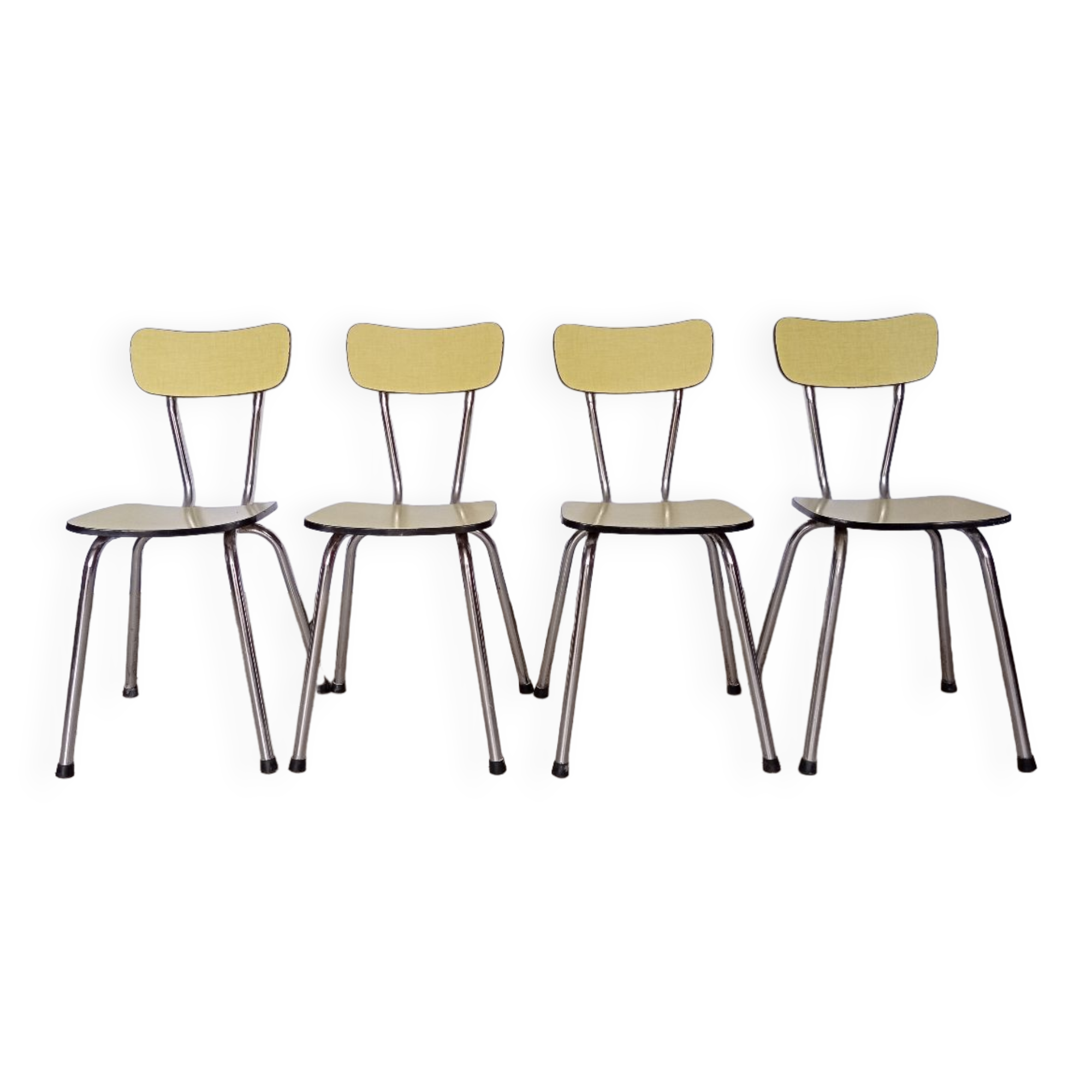 4 yellow Formica chairs