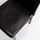 80s Italian design leather dining chairs for Arper set/6