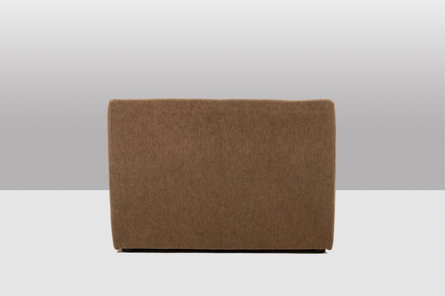 Pair of beige mohair fabric cube armchairs. Contemporary.