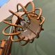 Vintage accordion wall lamp in wood, rattan and fabric