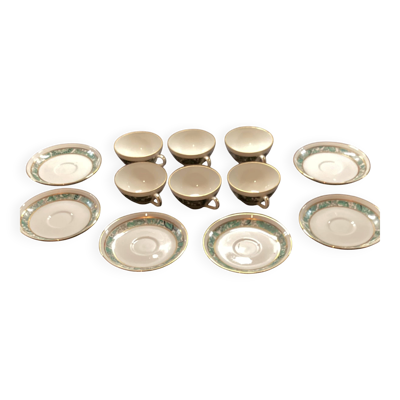 Ensemble de six tasses à café et soucoupes vintage Pillivuyt