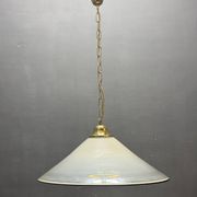 White Murano Glass Pendant Light with Black Rim, Italy, Mid-Century