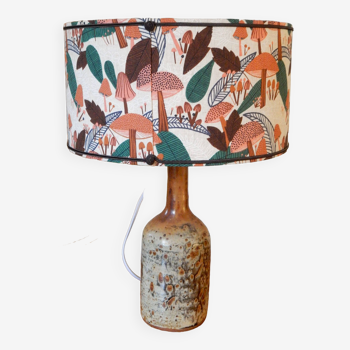 Scandinavian style fabric lampshade table lamp on sandstone base