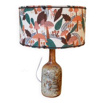 Scandinavian style fabric lampshade table lamp on sandstone base